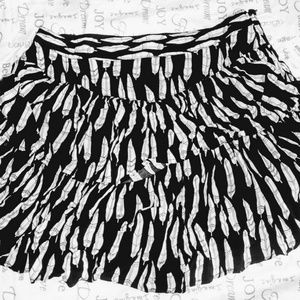 Tiered Layered Feather-Print Mini Skirt -NEW!!